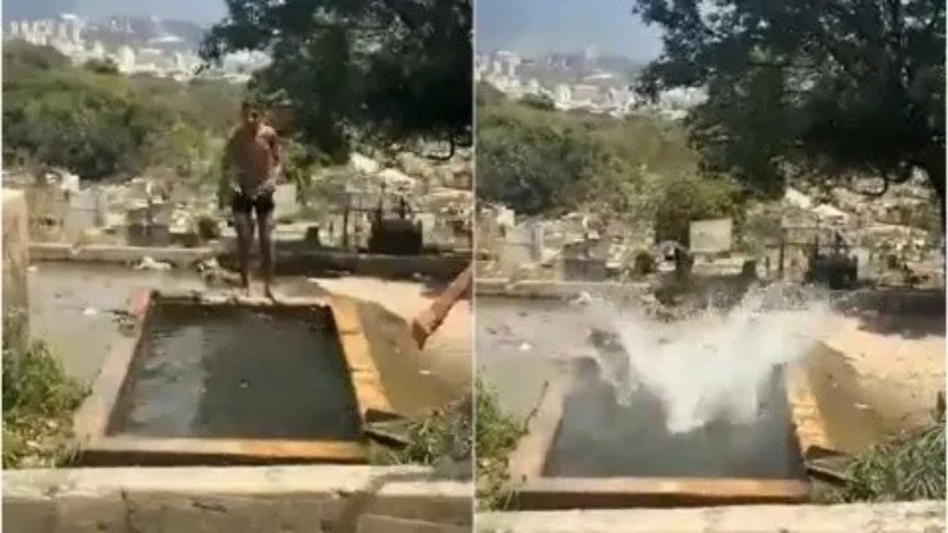 Niños se viralizan tras grabarse usando tumba del Cementerio General del Sur como una piscina